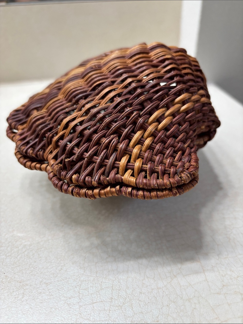 Handwoven Brown Shell-Shaped Wicker Accent Box - Picture 5 of 5